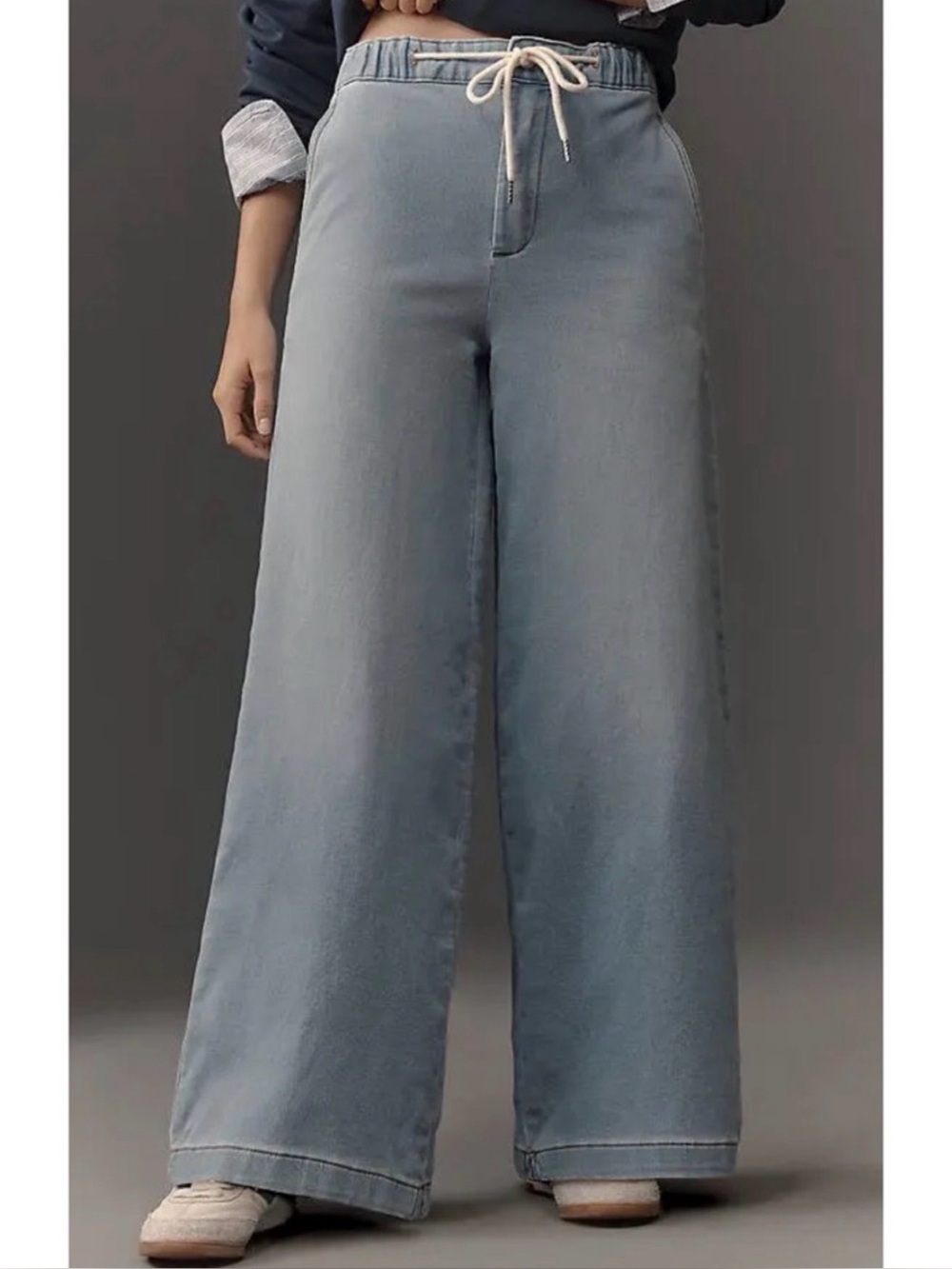 Pilcro Wide Leg pull on drawstring jeans
